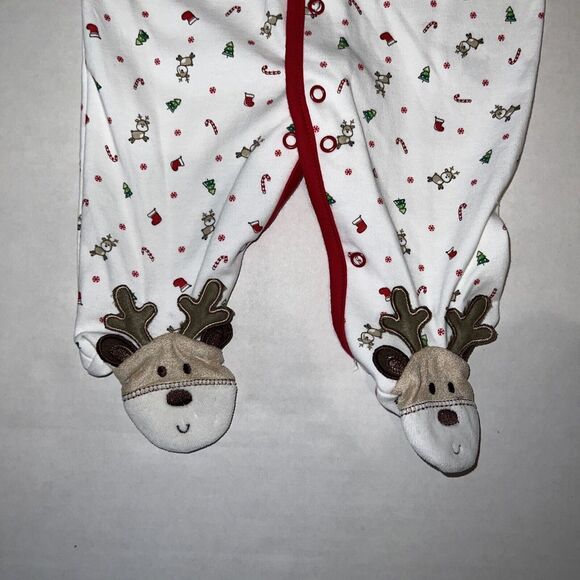 Baby Carters Christmas Reindeer Cotton Sleeper 1 Piece Pajamas PJ's 3 Months NWT - Picture 5 of 7